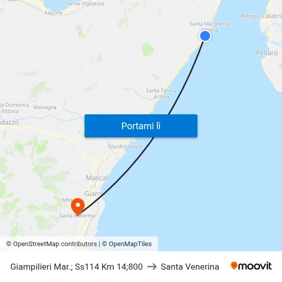 Giampilieri Mar.; Ss114 Km 14;800 to Santa Venerina map