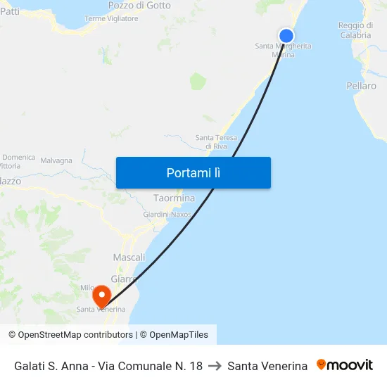 Galati S. Anna - Via Comunale N. 18 to Santa Venerina map
