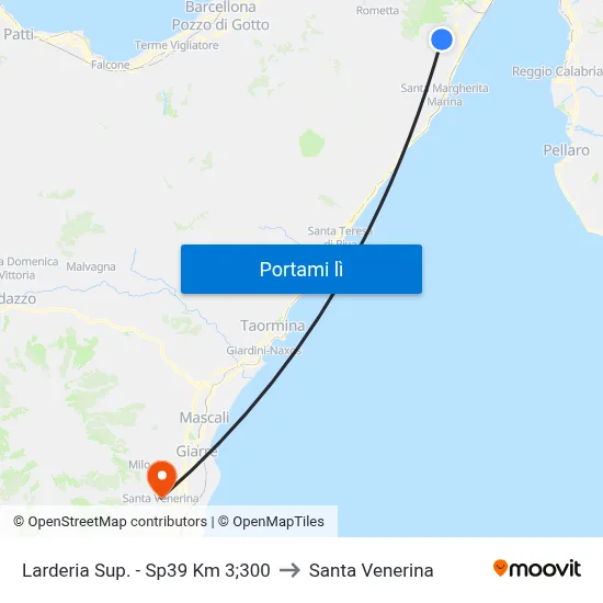 Larderia Sup. - Sp39 Km 3;300 to Santa Venerina map