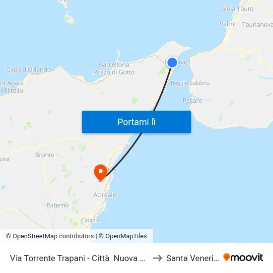 Via Torrente Trapani - Città   Nuova Fer.2 to Santa Venerina map