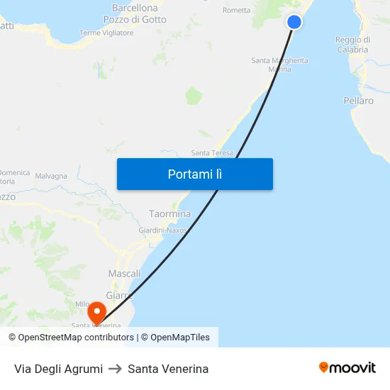 Via Degli Agrumi to Santa Venerina map