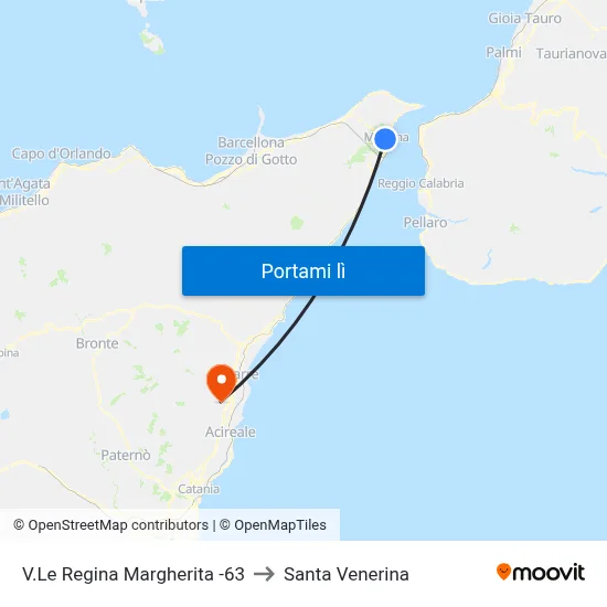 V.Le Regina Margherita -63 to Santa Venerina map