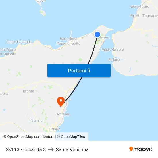 Ss113 - Locanda 3 to Santa Venerina map