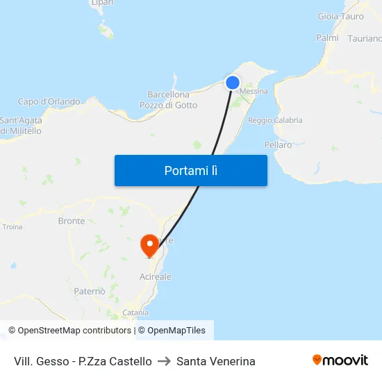 Vill. Gesso - P.Zza Castello to Santa Venerina map