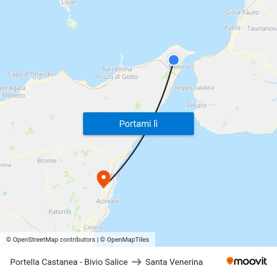 Portella Castanea - Bivio Salice to Santa Venerina map
