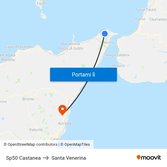 Sp50 Castanea to Santa Venerina map