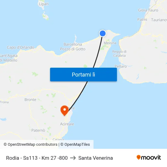 Rodia - Ss113 - Km 27 -800 to Santa Venerina map