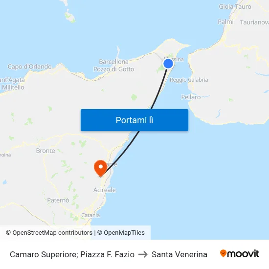 Camaro Superiore; Piazza F. Fazio to Santa Venerina map