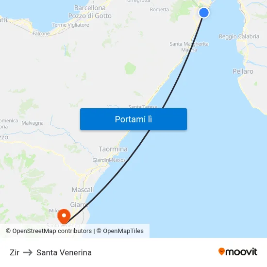Zir to Santa Venerina map