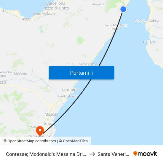 Contesse; Mcdonald's Messina Drive to Santa Venerina map