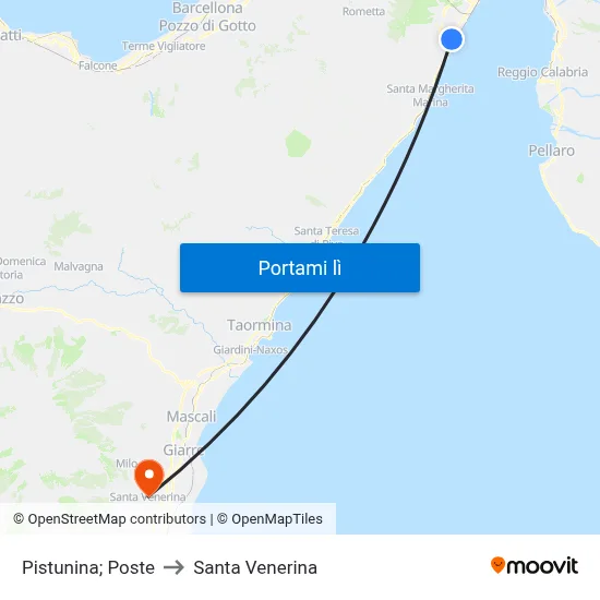 Pistunina; Poste to Santa Venerina map