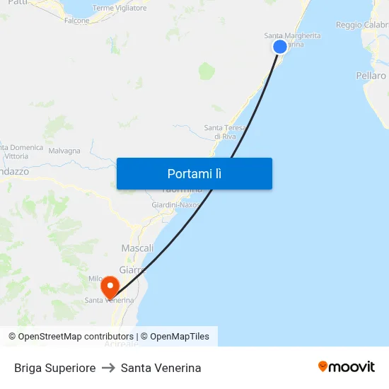 Briga Superiore to Santa Venerina map