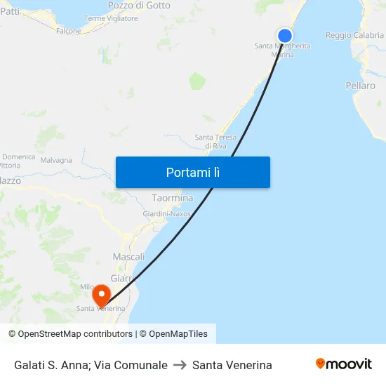 Galati S. Anna; Via Comunale to Santa Venerina map