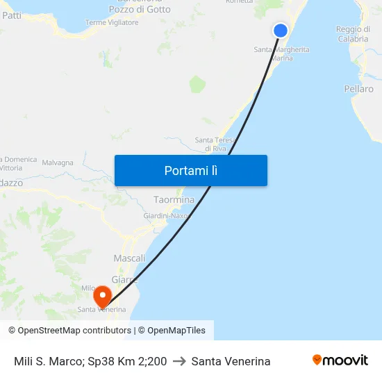 Mili S. Marco; Sp38 Km 2;200 to Santa Venerina map