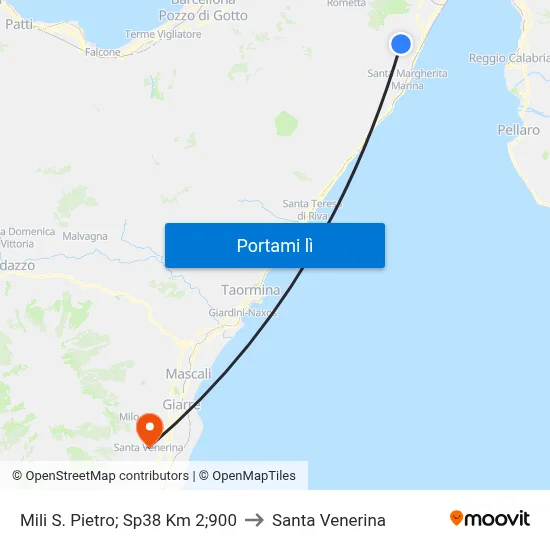 Mili S. Pietro; Sp38 Km 2;900 to Santa Venerina map