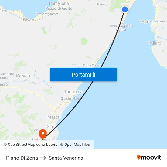 Piano Di Zona to Santa Venerina map