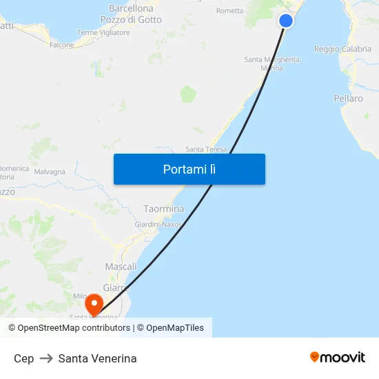 Cep to Santa Venerina map