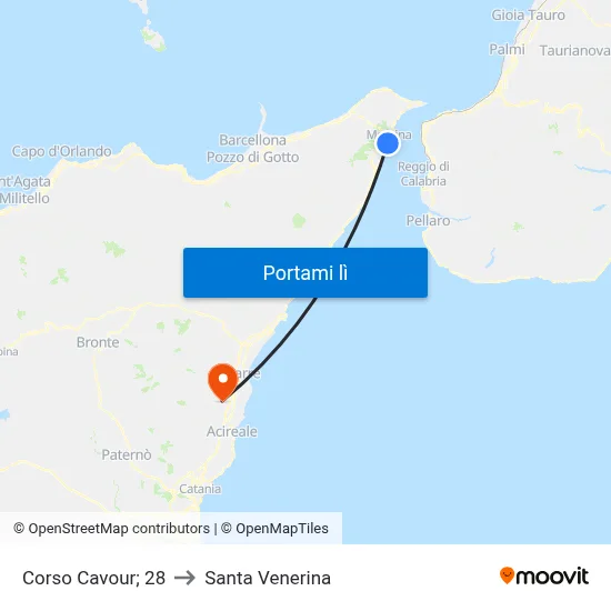 Corso Cavour; 28 to Santa Venerina map