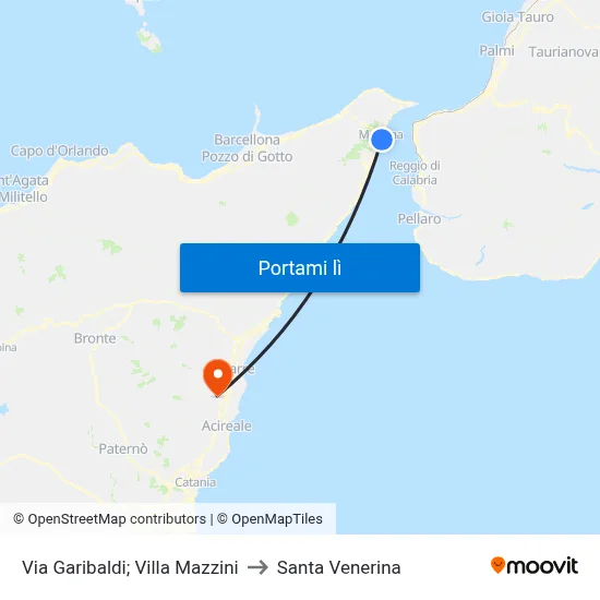 Via Garibaldi; Villa Mazzini to Santa Venerina map