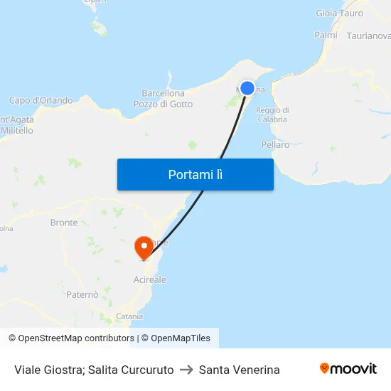 Viale Giostra; Salita Curcuruto to Santa Venerina map