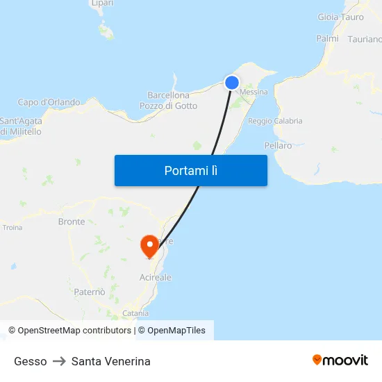 Gesso to Santa Venerina map
