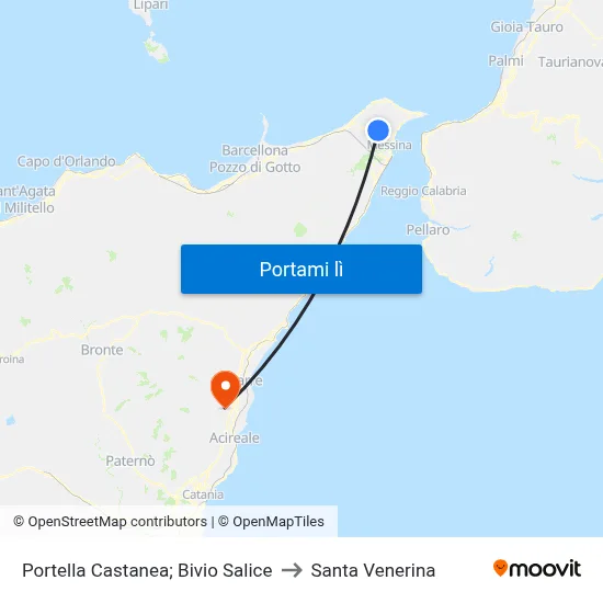 Portella Castanea; Bivio Salice to Santa Venerina map