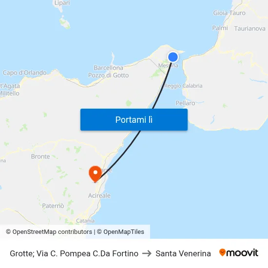 Grotte; Via C. Pompea C.Da Fortino to Santa Venerina map