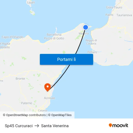 Sp45 Curcuraci to Santa Venerina map