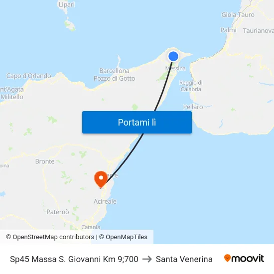 Sp45 Massa S. Giovanni Km 9;700 to Santa Venerina map