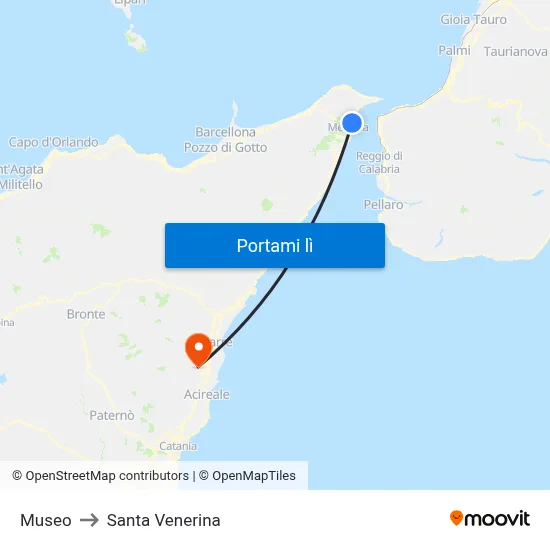 Museo to Santa Venerina map