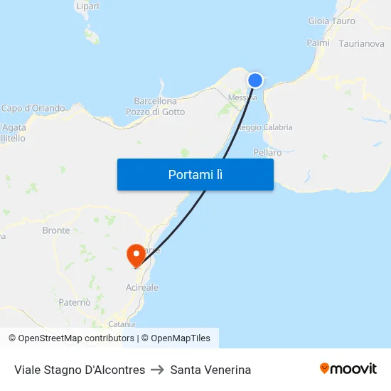 Viale Stagno D'Alcontres to Santa Venerina map