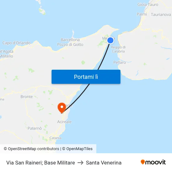 Via San Raineri; Base Militare to Santa Venerina map