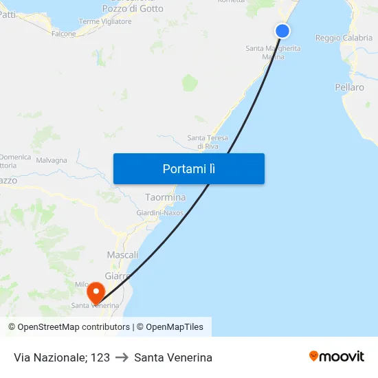 Via Nazionale; 123 to Santa Venerina map