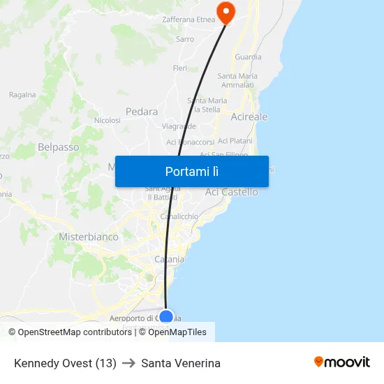 Kennedy Ovest (13) to Santa Venerina map