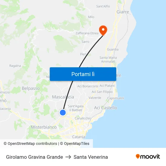 Girolamo Gravina Grande to Santa Venerina map