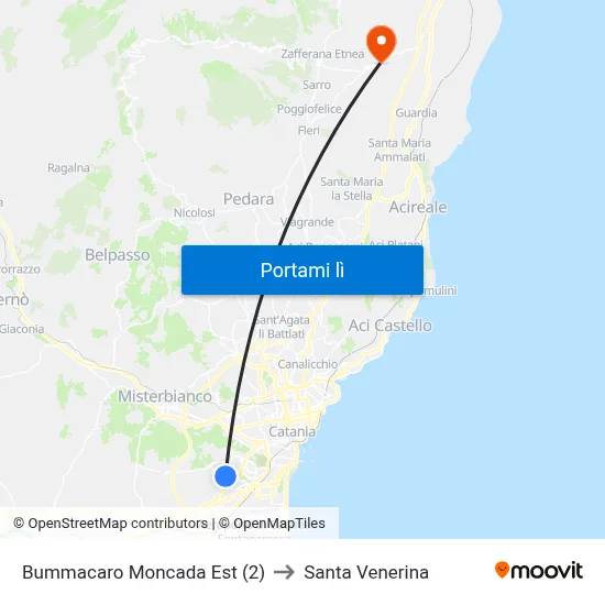 Bummacaro Moncada Est (2) to Santa Venerina map