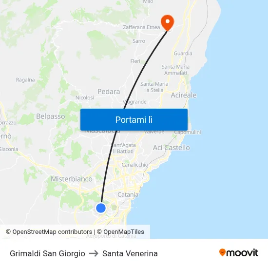 Grimaldi San Giorgio to Santa Venerina map