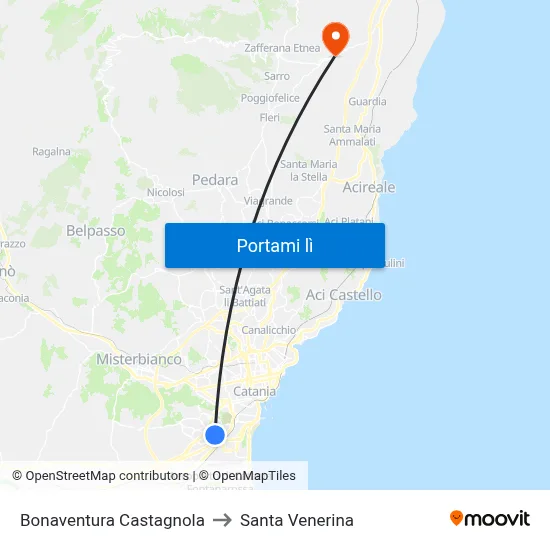 Bonaventura Castagnola to Santa Venerina map