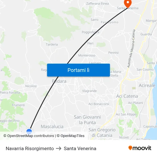 Navarria Risorgimento to Santa Venerina map
