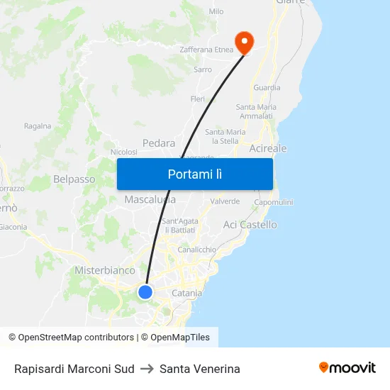 Rapisardi Marconi Sud to Santa Venerina map