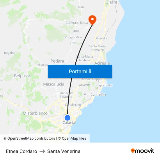 Etnea Cordaro to Santa Venerina map