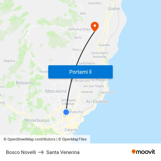 Bosco Novelli to Santa Venerina map