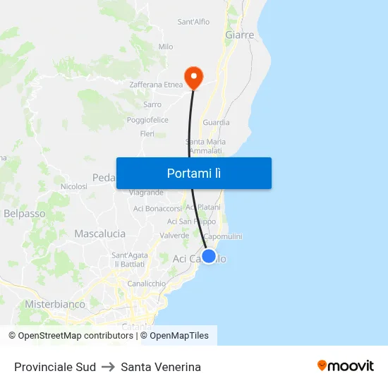 Provinciale Sud to Santa Venerina map