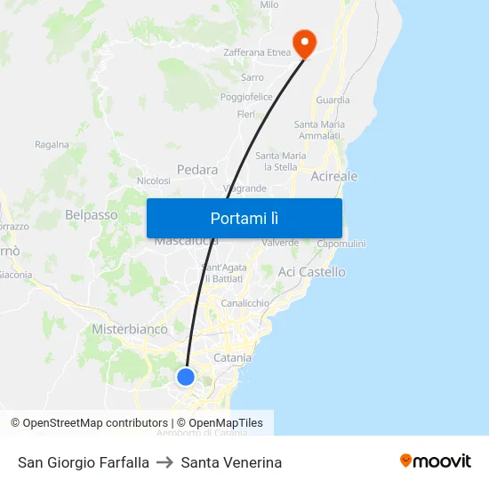 San Giorgio Farfalla to Santa Venerina map
