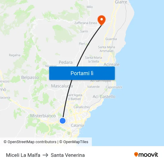 Miceli La Malfa to Santa Venerina map