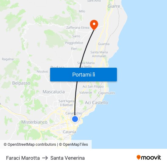 Faraci Marotta to Santa Venerina map