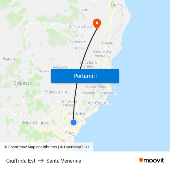 Giuffrida Est to Santa Venerina map