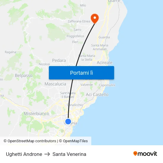 Ughetti Androne to Santa Venerina map