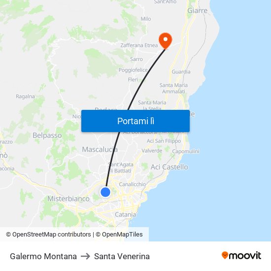 Galermo Montana to Santa Venerina map