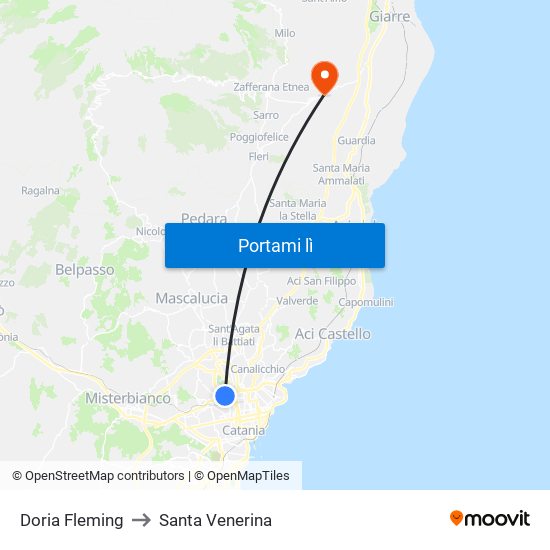 Doria Fleming to Santa Venerina map